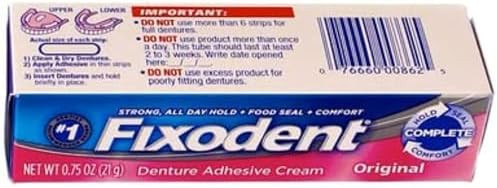 Fixodent Denture Adhesive Cream Original 0.75 Oz (Pack Of 11)