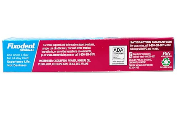 Fixodent Denture Adhesive Cream Original All Day Hold For Fulls And Partials 2.4 Oz (Pack Of 4)