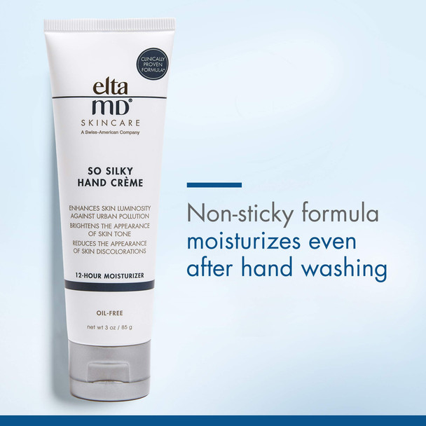 EltaMD So Silky Hand Crème, Moisturizing Hand Lotion with Ceramides, Sclareolide and Vitamin E for Dry, Flaking Hands, 12-Hour Hand Cream, 3 oz.