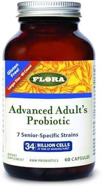 Flora Advanced Adult'S Probiotic Daily Probiotic For Ages 55 & Up Supports Gut & Digestive Health 34 Billion Cfu Keep Chilled Vegetarian & Gluten 60 Capsules