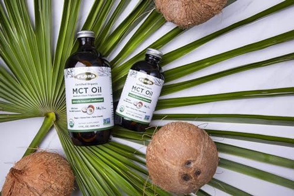 Flora Mct Oil Organic Supports Muscle Energy & Brain Health Contains C8 Caprylic Acid & C10 Capric Acid Nongmo Gluten Vegan & Ketofriendly 17 Fl. Oz. Glass Bottle
