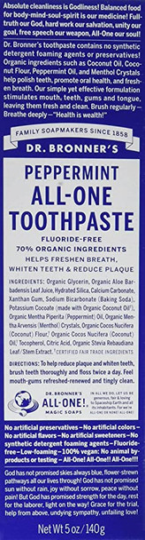 Toothpaste Peppermint Dr. Bronner's 5 oz Paste Pack of 2 (2) by Dr. Bronner's