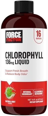 Force Factor Chlorophyll Liquid Body Deodorizing Supplement Freshens Breath And Body Naturally Made With No Artificial Sweeteners Or Colors Nongmo Natural Mint Flavor 16 Oz.