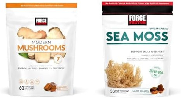 Force Factor Modern Mushrooms Soft Chews With 7 Mushrooms Collagen Boosting Superfoods With Biotin For Hair Skin Nails 60 Soft Chews Each