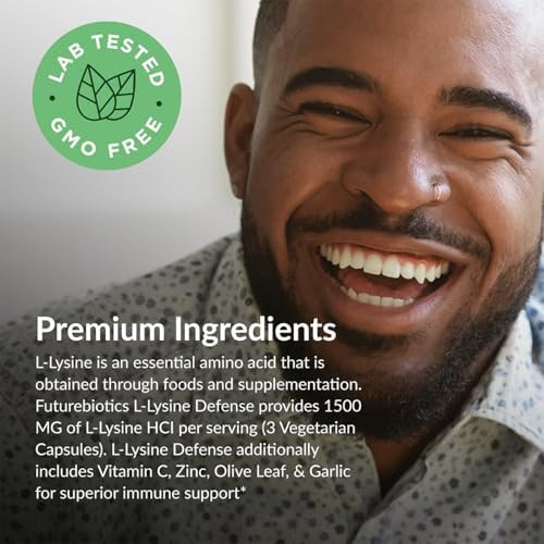 Futurebiotics Llysine Defense Immune Support Complex 1500 Mg Per Serving With Vitamin C Zinc Olive Leaf & Garlic Nongmo 90 Vegetarian Capsules