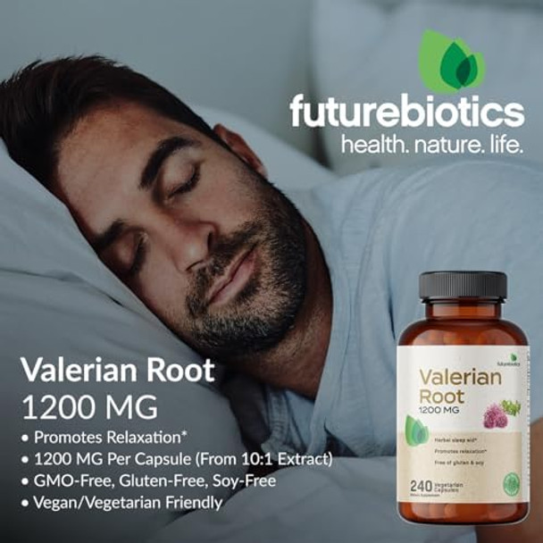 Futurebiotics Valerian Root 1200 Mg Promotes Relaxation Nongmo 240 Vegetarian Capsules
