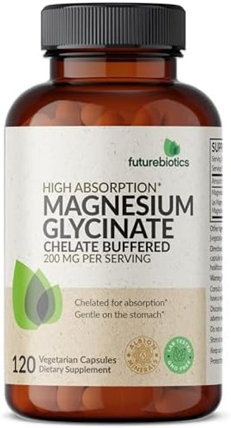 Futurebiotics Magnesium Glycinate 200 Mg Per Serving Chelated For High Absorption Gentle On Stomach Nongmo 60 Vegetarian Capsules Futurebiotics Magnesium Glycinate 200 Mg Per Serving Chelated For High Absorption Gentle On Stomach Nongmo 60 Vegetarian Capsules