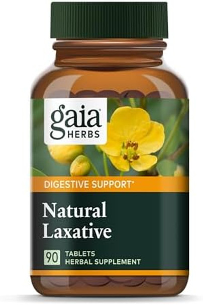 Gaia Herbs Natural Laxative Supports Constipation Relief For Adults With Senna Leaf Cape Aloe Caraway Dandelion & Fennel 90 Tablets (45 Servings)