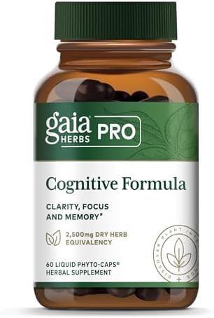 Gaia Herbs Pro Cognitive Formula Brain Health & Blood Flow Support Supplement Circulation Support Supplement With Foti Root Ginkgo Leaf & Gotu Kola Leaf 60 Liquid Phytocaps (30 Servings)