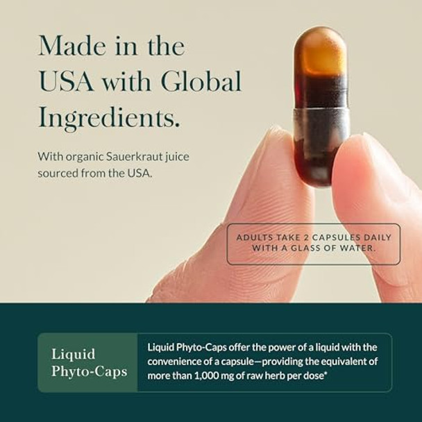 Gaia Herbs Sauerkraut Postbiotic Natural Gut Health & Immune Support Supplement Made With Fermented Sauerkraut From Dairy Soy & Gluten 60 Vegan Capsules (30 Servings)