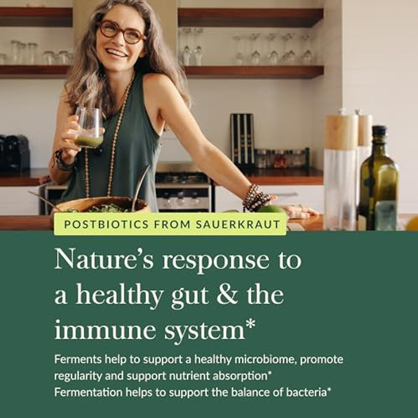 Gaia Herbs Sauerkraut Postbiotic Natural Gut Health & Immune Support Supplement Made With Fermented Sauerkraut From Dairy Soy & Gluten 60 Vegan Capsules (30 Servings)