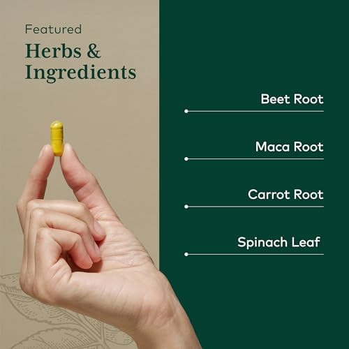 Gaia Herbs Pro Fermented Beet & Maca Healthy Energy & Circulation Support Supplement Kidney Health Supplement With Beet & Carrot Root Vegan Gluten Soy 60 Capsules (30 Servings)