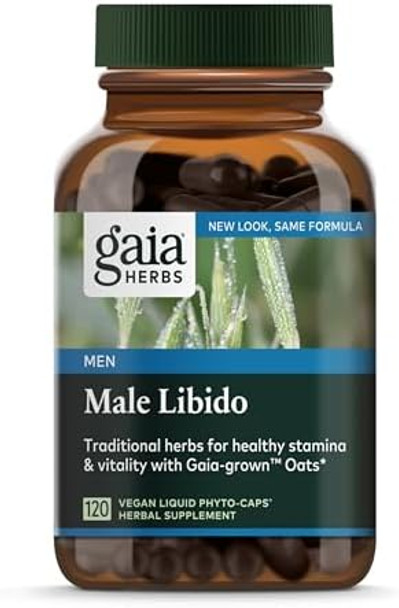 Gaia Herbs Male Libido Herbal Supplement With Saw Palmetto Horny Goat Weed Maca & Oats Supports Stamina Vitality & Hormone Balance For Men 120 Vegan Liquid Phytocapsules (30Day Supply)