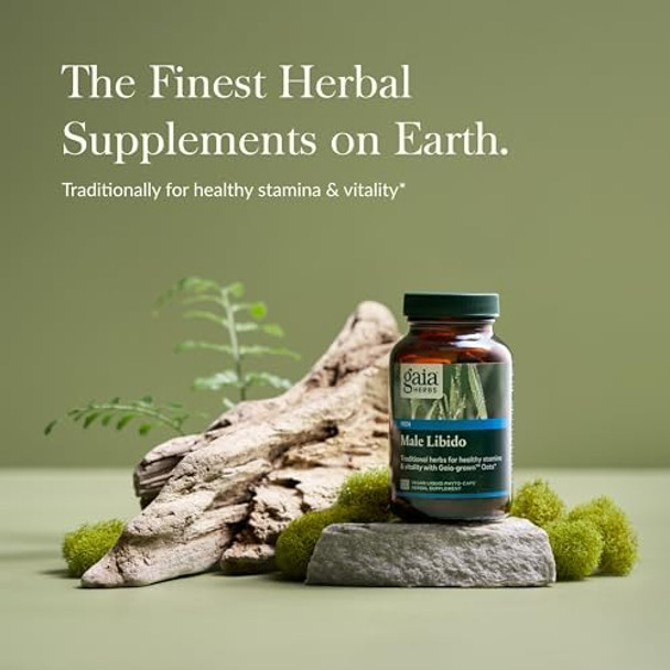 Gaia Herbs Male Libido Herbal Supplement With Saw Palmetto Horny Goat Weed Maca & Oats Supports Stamina Vitality & Hormone Balance For Men 120 Vegan Liquid Phytocapsules (30Day Supply)