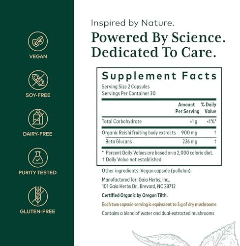 Gaia Herbs Pro Reishi Mushroom 60 Caps