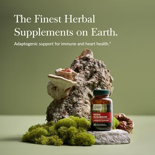 Gaia Herbs Reishi Mushroom Helps Maintain A Healthy Immune System & Supports Heart Health Adaptogen Herbal Supplement For Longevity Support 40 Vegan Liquid Phytocapsules (40Day Supply)