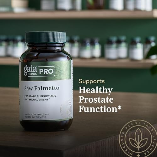 Gaia Herbs Pro Saw Palmetto Healthy Prostate Gland Support Supplement Herbal Supplement With Saw Palmetto & Sunflower Seed Vegan Gluten Soy 60 Liquid Phytocaps (60 Servings)