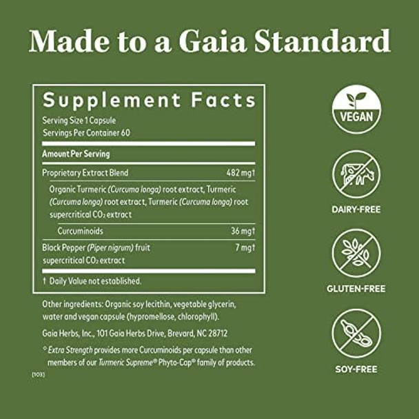 Gaia Herbs Turmeric Supreme Extra Strength 60 Vegan Liquid Phytocapsules & Reishi Mushroom Immune System & Supports Heart Health 40 Vegan Liquid Phytocapsules (2 Pack)