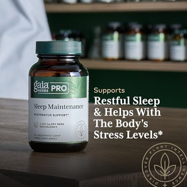 Gaia Herbs Pro Sleep Maintenance Adrenal Health & Sleep Support Supplement With Ashwagandha Magnolia Bark & Jujube Date Vegan Gluten 60 Liquidfilled Capsules (30 Servings)