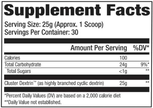 Gat Sport Cyclic Dextrin Powder Unflavored Carbohyrate For Athletes 30 Servings 750G