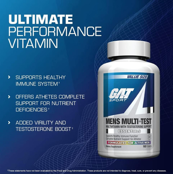Gat Sport Men'S Multi + Test Premium Multivitamin Tablets (60 Count)