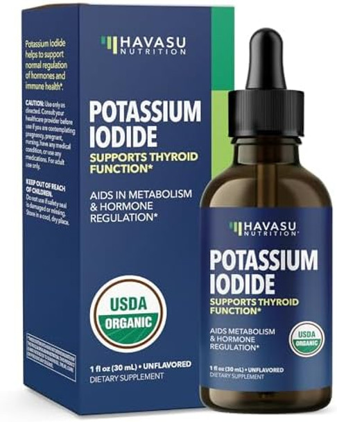 Iodine Liquid Drops Usda Organic Potassium Iodide Supplement For Thyroid Health Hormone Balance And Metabolism Support 1Year Supply Vegan Nongmo Gluten Unflavored 1 Fl Oz