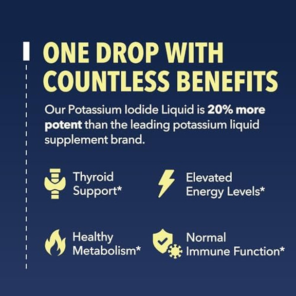 Iodine Liquid Drops Usda Organic Potassium Iodide Supplement For Thyroid Health Hormone Balance And Metabolism Support 1Year Supply Vegan Nongmo Gluten Unflavored 1 Fl Oz