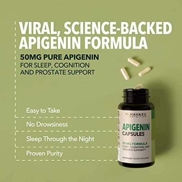 Apigenin Capsules 50Mg 120 Count Vegan Nongmo Sleep & Cognitive Support Supplement Chamomile Flavonoid For Relaxation Prostate Health Melatonin Liposomal Formula For Enhanced Absorption