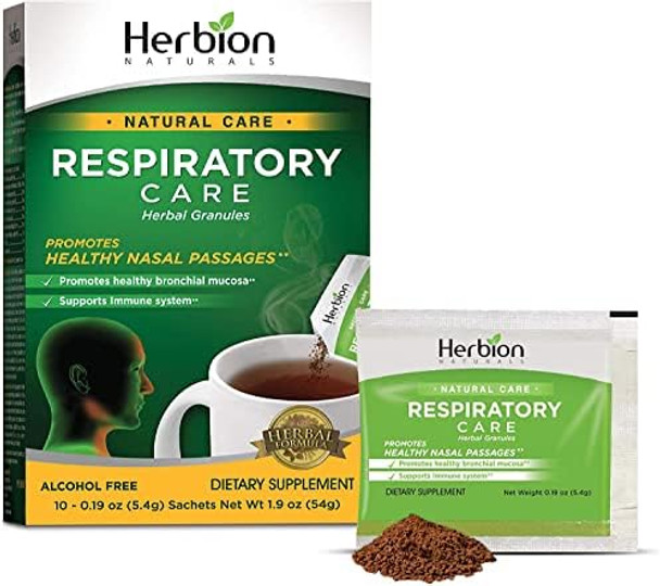 Herbion Naturals Respiratory Care Herbal Granules 10 Ct For The Whole Family Promotes Healthy Nasal Passages & Respiratory Function Relieves Cold And Flu Symptoms Supports Immune System