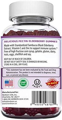 Herbion Elderberry Gummies With Vitamin C & Zinc Immune Support Gluten & Gelatin 60 Gummies For Adults & Children 4 Years & Above 2 Packs