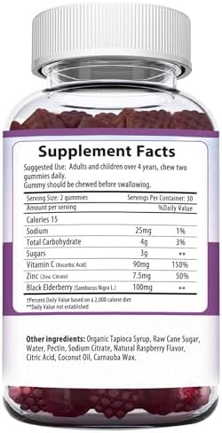 Herbion Elderberry Gummies With Vitamin C & Zinc Healthy Immune System Support Gluten & Gelatin 60 Gummies For Adults & Children 4 Years & Above Made In Usa 60 Count (Pack Of 1)