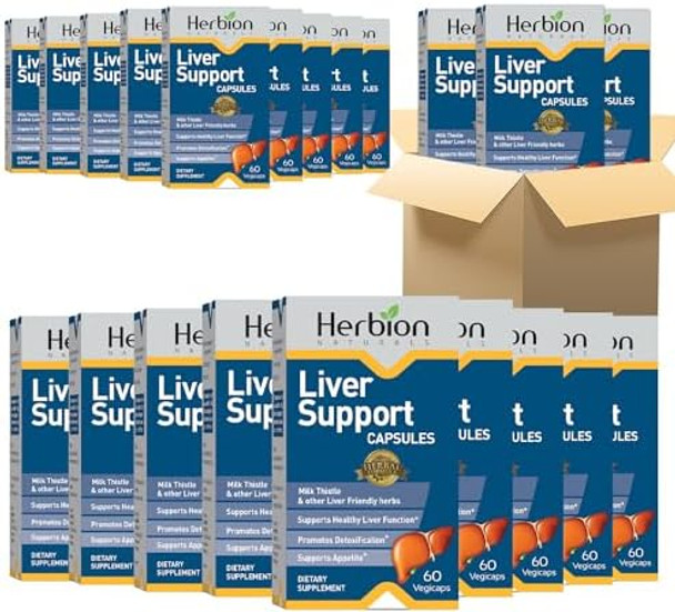 Herbion Naturals Liver Support Herbal Blend With Milk Thistle Supports Healthy Liver Function Promotes Detoxification Supports Appetite 60 Vegicaps (Pack Of 48)