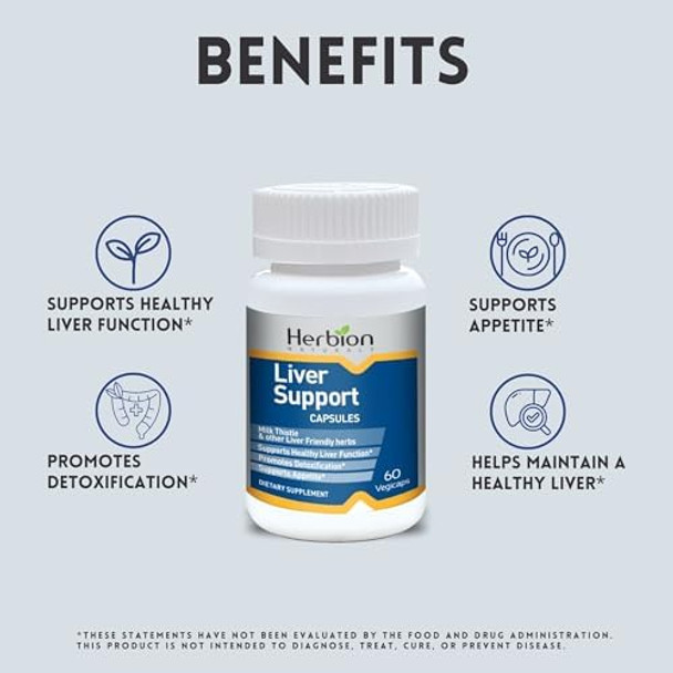 Herbion Naturals Liver Support Herbal Blend With Milk Thistle Supports Healthy Liver Function Promotes Detoxification Supports Appetite 60 Vegicaps (Pack Of 48)