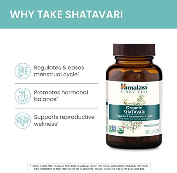 Himalaya Organic Shatavari For Pms Menstrual Cramp Relief Menopause Support And Women'S Health 1300 Mg 60 Caplets 1 Month Supply