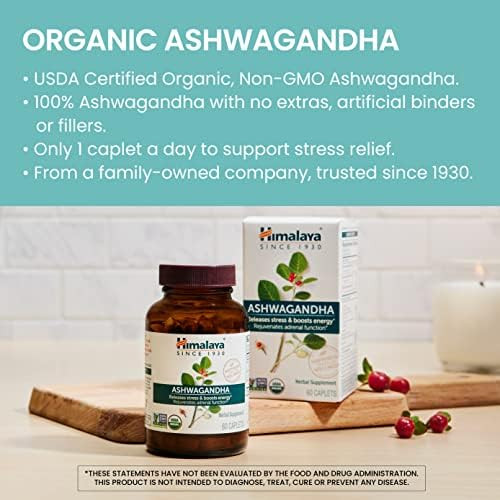 Himalaya Organic Ashwagandha 60Ct For Energy Support & Occasional Sleeplessness Plus Whitening Complete Care Toothpaste Fluoride Mint Flavor 2Product Bundle