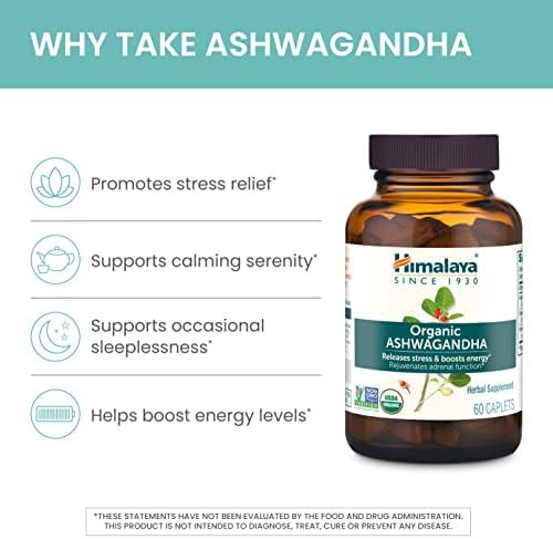 Himalaya Organic Ashwagandha 60Ct For Energy Support & Occasional Sleeplessness Plus Whitening Complete Care Toothpaste Fluoride Mint Flavor 2Product Bundle