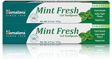 Himalaya Mint Fresh Gel Toothpaste Fluoride To Reduce Plaque & Brighten Teeth 6.17 Oz 2 Pack
