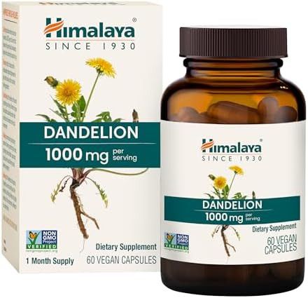 Himalaya Dandelion Herbal Supplement For Daily Wellness Support Vegan Gluten 1000 Mg Dandelion Root 60 Capsules