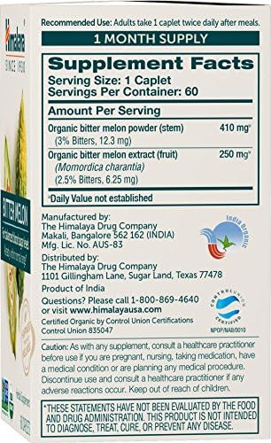 Himalaya Organic Bitter Melon For Glucose Metabolism 660 Mg 60 Caplets 1 Month Supply