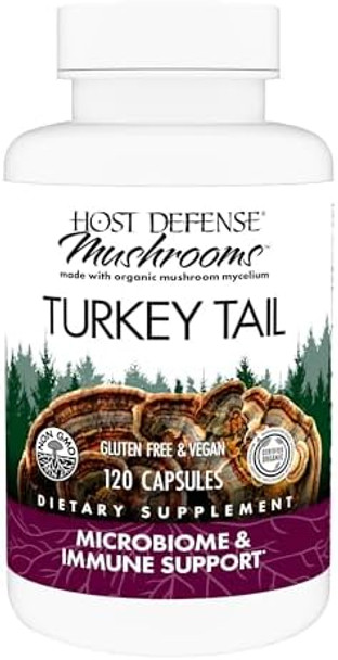 Host Defense Turkey Tail Capsules Digestive Health & Immune Response Support Supplement Mushroom Supplement For Gastrointestinal & Gut Microbiome Support 120 Capsules (60 Servings)