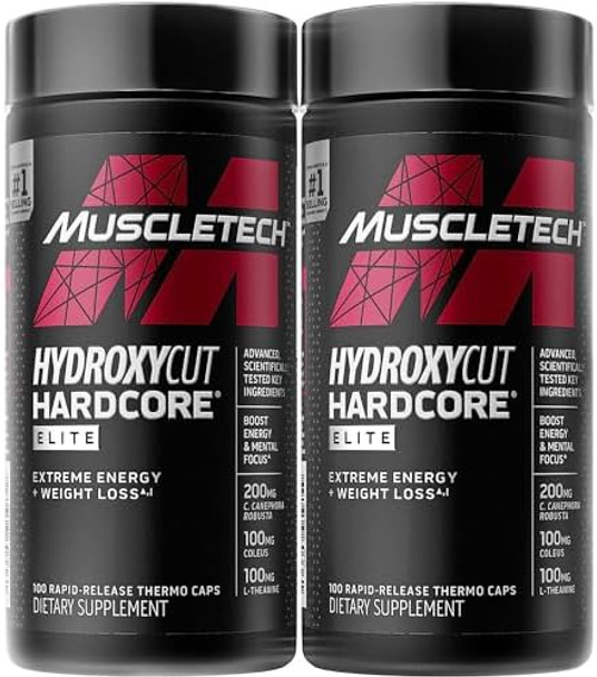 Hydroxycut Hardcore Elite 100 Rapidrelease Thermo Caps Energy & Focus For Men & Women 50 Servings