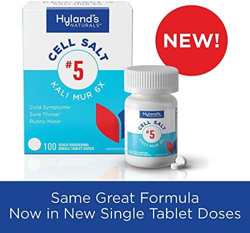 Hyland'S No. 5 Cell Salt Kali Mur 6X Tablets Cold Medicine And Sore Throat Relief Natural Treatment Of Colds Sore Throats Runny Nose And Burns Quick Dissolving Tablets 100 Count