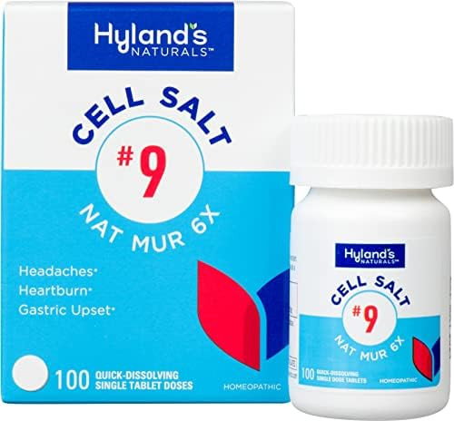 Hyland'S No. 9 Cell Salt Nat Mur 6X Tablets Relief Of Headache Constipation Heartburn And Bloating Natural Remedy For Water Retention Indigestion Colds Gastric Upset 100 Count