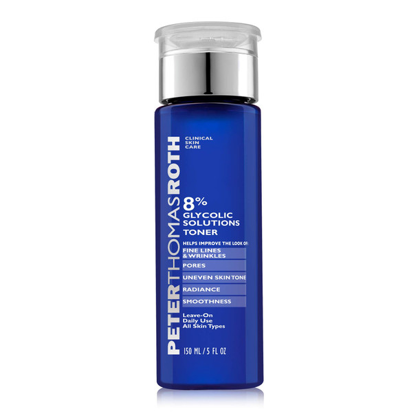 Peter Thomas Roth 8% Glycolic Solutions Toner, Exfoliating Toner with Glycolic Acid and Witch Hazel, Helps Brighten, Clarify and Smooth Skin's Appearance