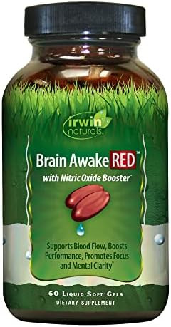 Irwin Naturals Brain Awake Red With Nitric Oxide Booster 60 Liquid Softgel Support Brain Health & Optimize Performance 20 Total Servings