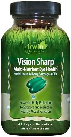 Irwin Naturals Vision Sharp Multinutrient Eye Health 42 Liquid Softgels With Lutein Bilberry & Omega3S