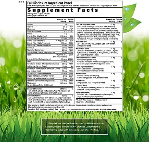 Irwin Naturals Women'S Living Green Liquidgel Multi Vitamin 70 Essential Nutrients Vitamins Wholefood Blend Targeted Support 120 Liquid Softgels