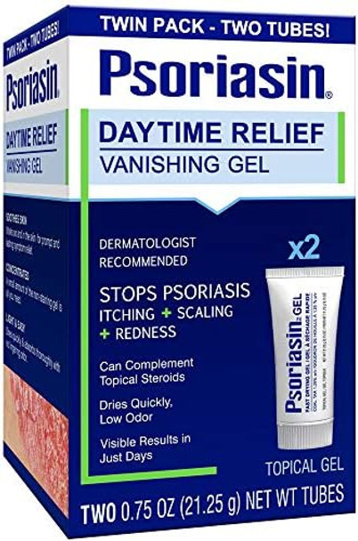 Psoriasin Daytime Relief Vanishing Gel Stops Psoriasis Itching Flaking Redness Twin Pack Two 0.75Oz Tubes (1.5Oz Total)