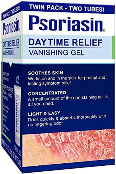 Psoriasin Daytime Relief Vanishing Gel Stops Psoriasis Itching Flaking Redness Twin Pack Two 0.75Oz Tubes (1.5Oz Total)