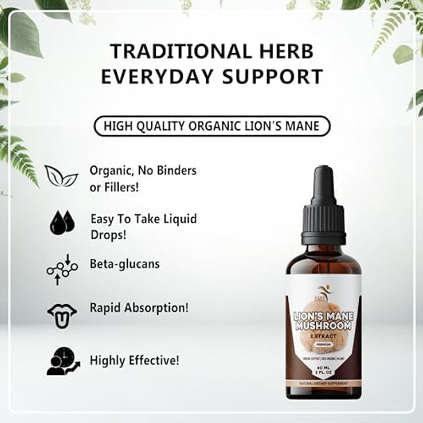 Smshealthproducts.Com Lion'S Mane Mushroom Drops Supplement Lions Mane Tincture Natural Immune Support 2 Fl Oz